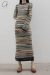 SWAYING/KNIT Crochet Striped Long Skirt SW22AW2L19 Green